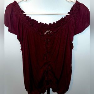American Eagle burgundy dress tee